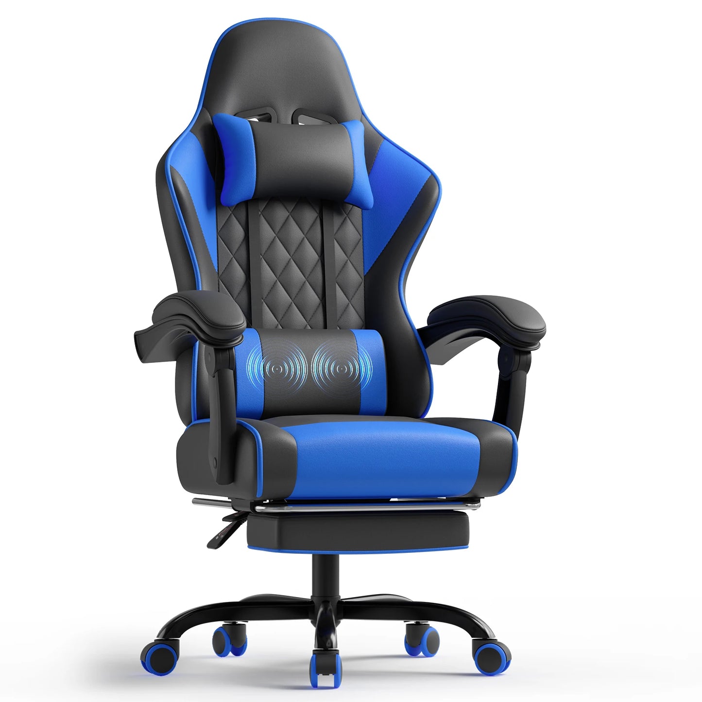 HOMALL Ergonomic Massage Gaming Chair with Lumbar Support, Adjustable Height Reclining Computer Chair, Swivel Office Chair with Headrest & Footrest