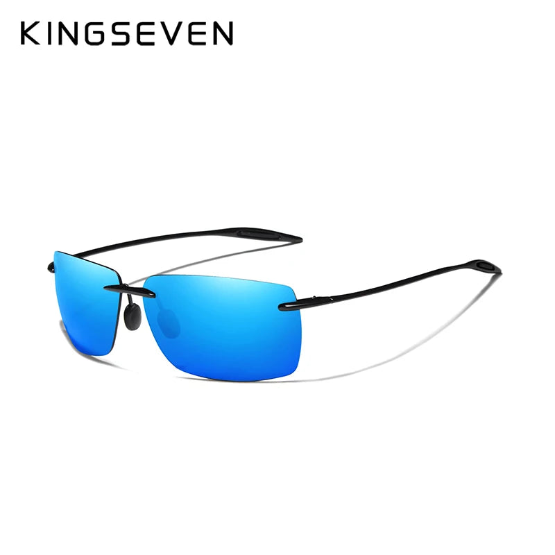 KINGSEVEN Brand Polarized Sunglasses Men Fashion Rimless Lens Driving Square Sun Glasses Male Women TR90 Goggle Zonnebril