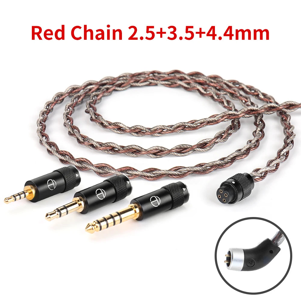 TRN RedChain Earphones Silver-Plated Copper OFC Copper Upgrade Cable with Swappable Connectors 2.5/3.5/4.4 For TRN MT1 MAX TA4