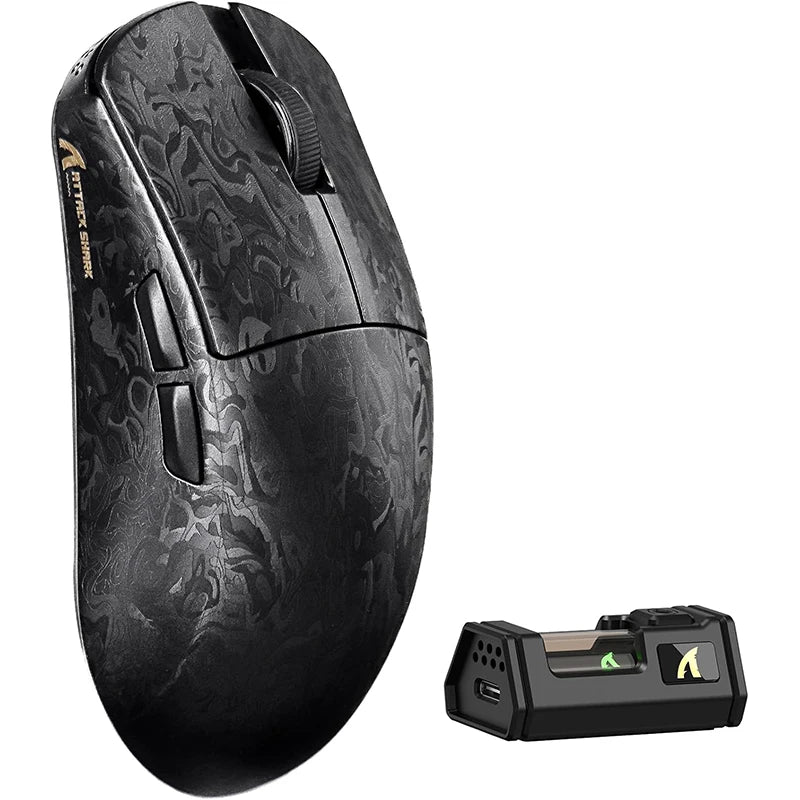 Ratón gaming inalámbrico ATTACK SHARK R11 ULTRA de fibra de carbono 49g 8000Hz, 42000 DPI, 20000 FPS, PAW3950MAX, chip Nordic 52840