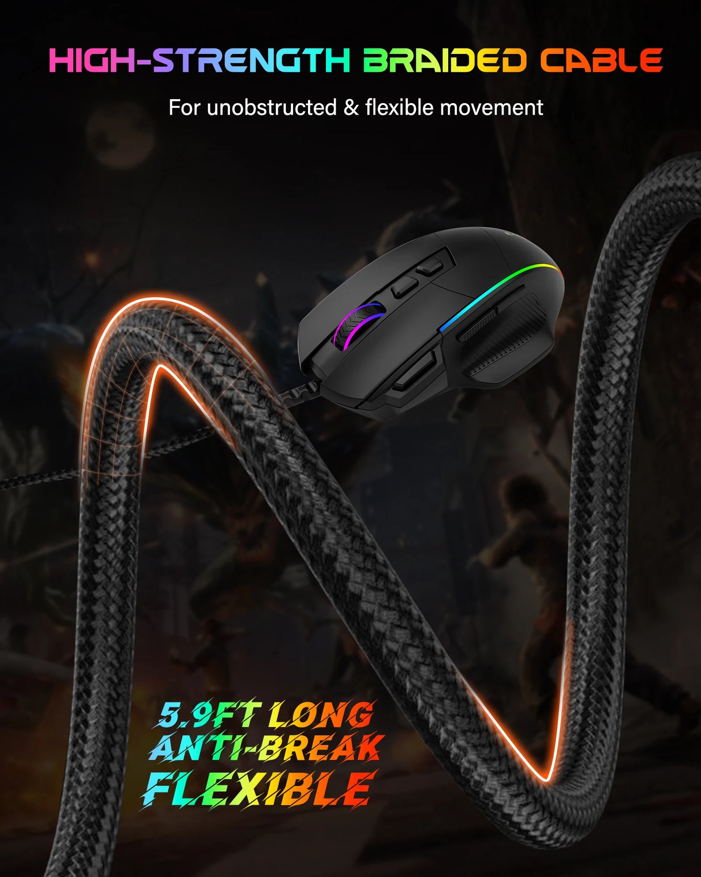 E-YOOSO X49 Wired Gaming Mouse 12400 DPI RGB Gaming Mouse with 8 Programmable Buttons, Ergonomic Wired Gaming Mouse for PC, Laptop & Gaming