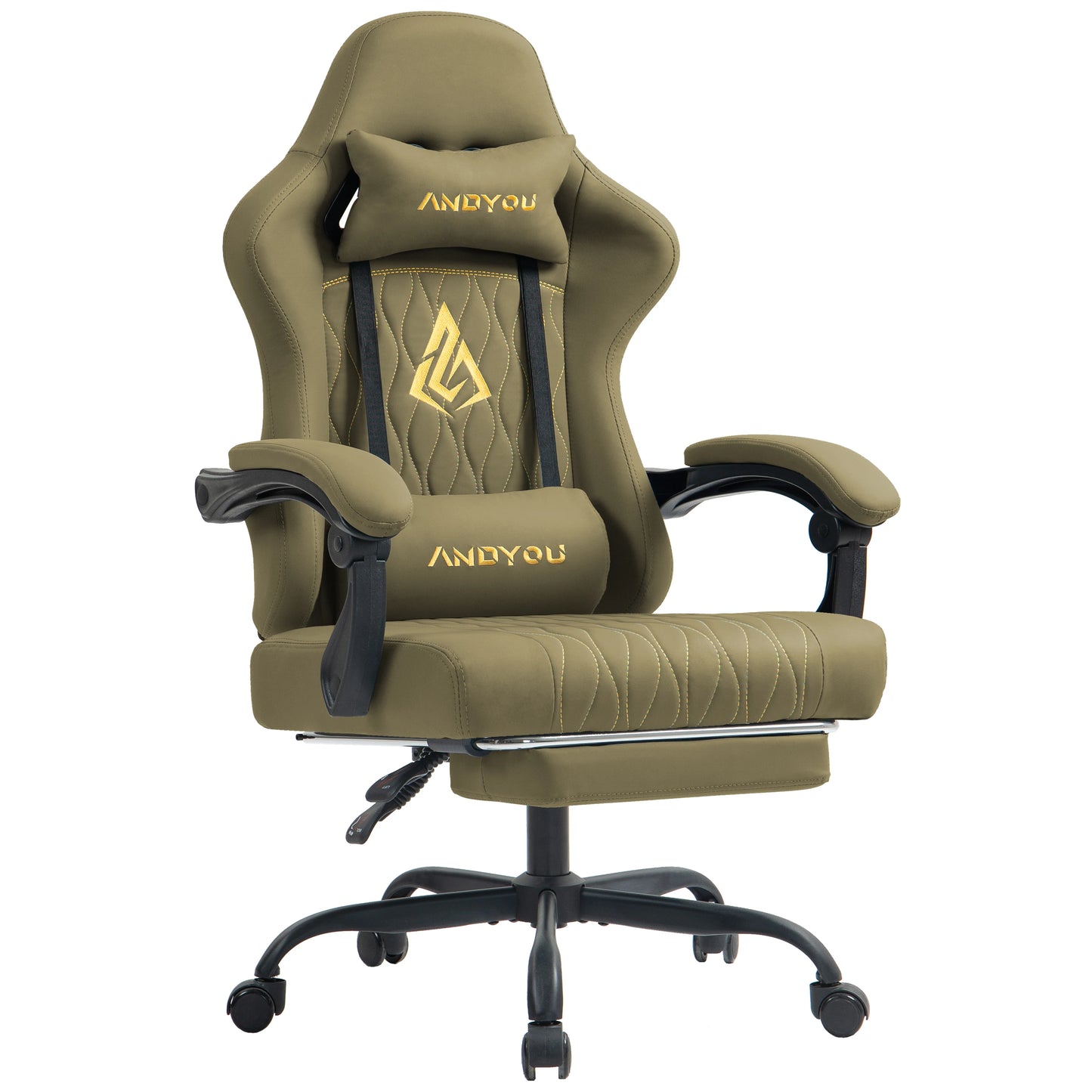 Andyou Ergonomic Gaming Chair - Swivel Reclining Gaming Chair, PU Leather Upholstery, Weight Capacity 150kg