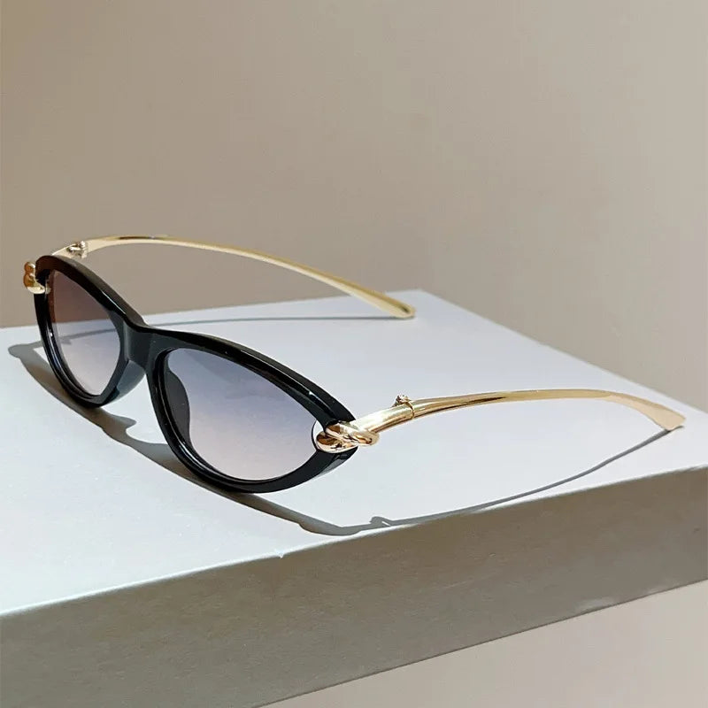 vintage small cat eye sunglasses for women new fashion beige gradient alloy sun glasses ladies elegant driving shades uv400