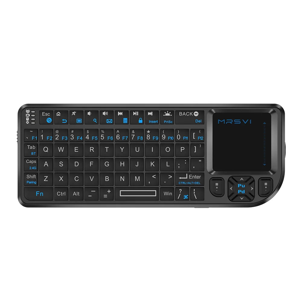 MRSVI Mini Keyboard A8 PLUS, teclado inalámbrico retroiluminado 2.4GHz y Bluetooth5.0 con panel táctil para Android TV Box, Mac, portátil, Windows
