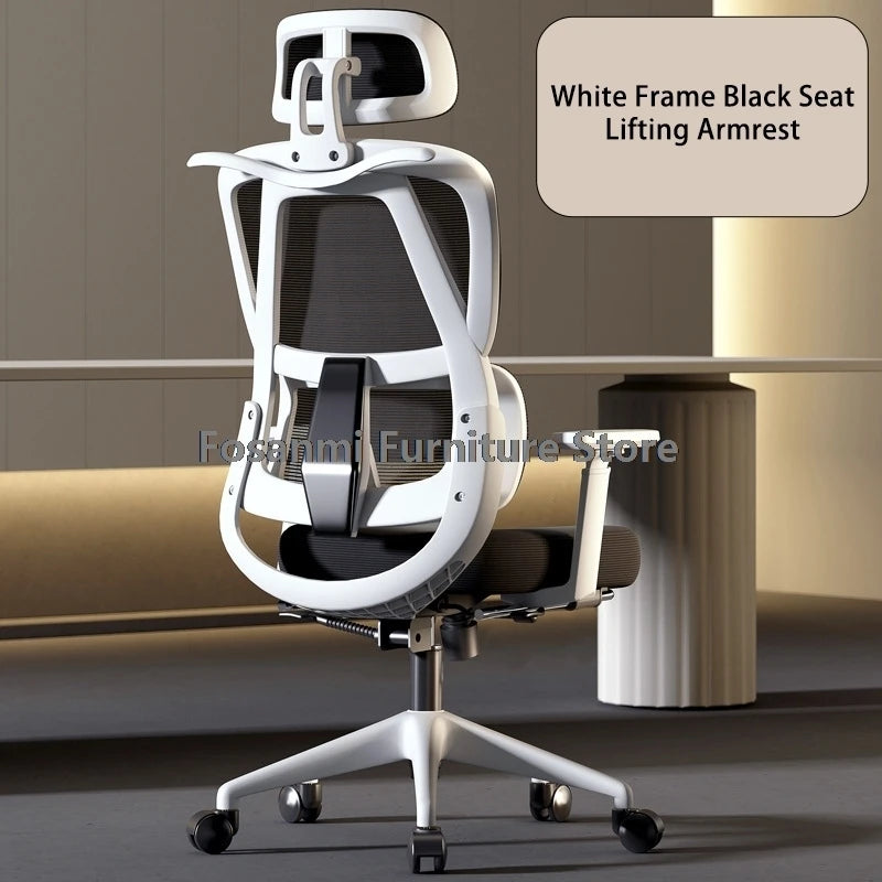 Silla de oficina ergonómica para ordenador con malla transpirable, reposabrazos, soporte lumbar ajustable, reposacabezas y diseño para escritorio, hogar y gaming
