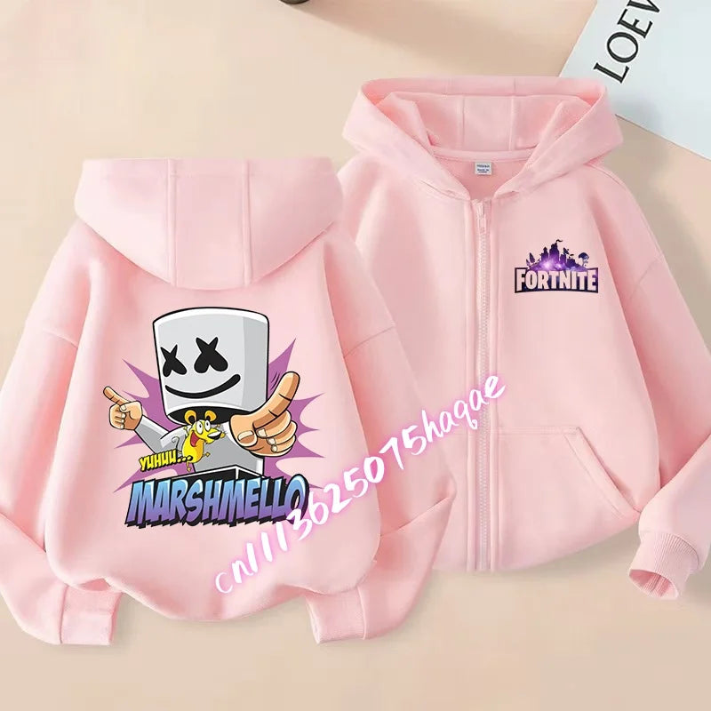 Autumn New Fortnites Children Hoodies Coat Cartoon Game Character Printed Zip Up Hoodie Child Jacket Winter Kids Boys Clothes
