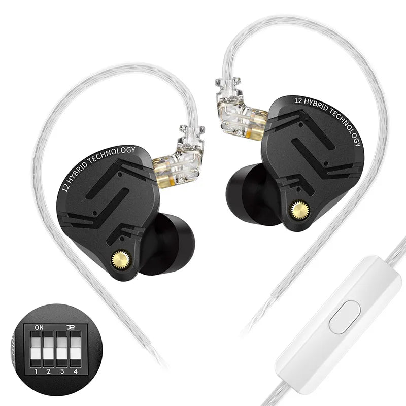 KZ ZS12 PRO X Hybrid Dynamic Balanced Armature IEM Earphones, HiFi In-Ear Monitor Headphones with Detachable Silver-Plated Cable, Studio-Grade Wired Earbuds
