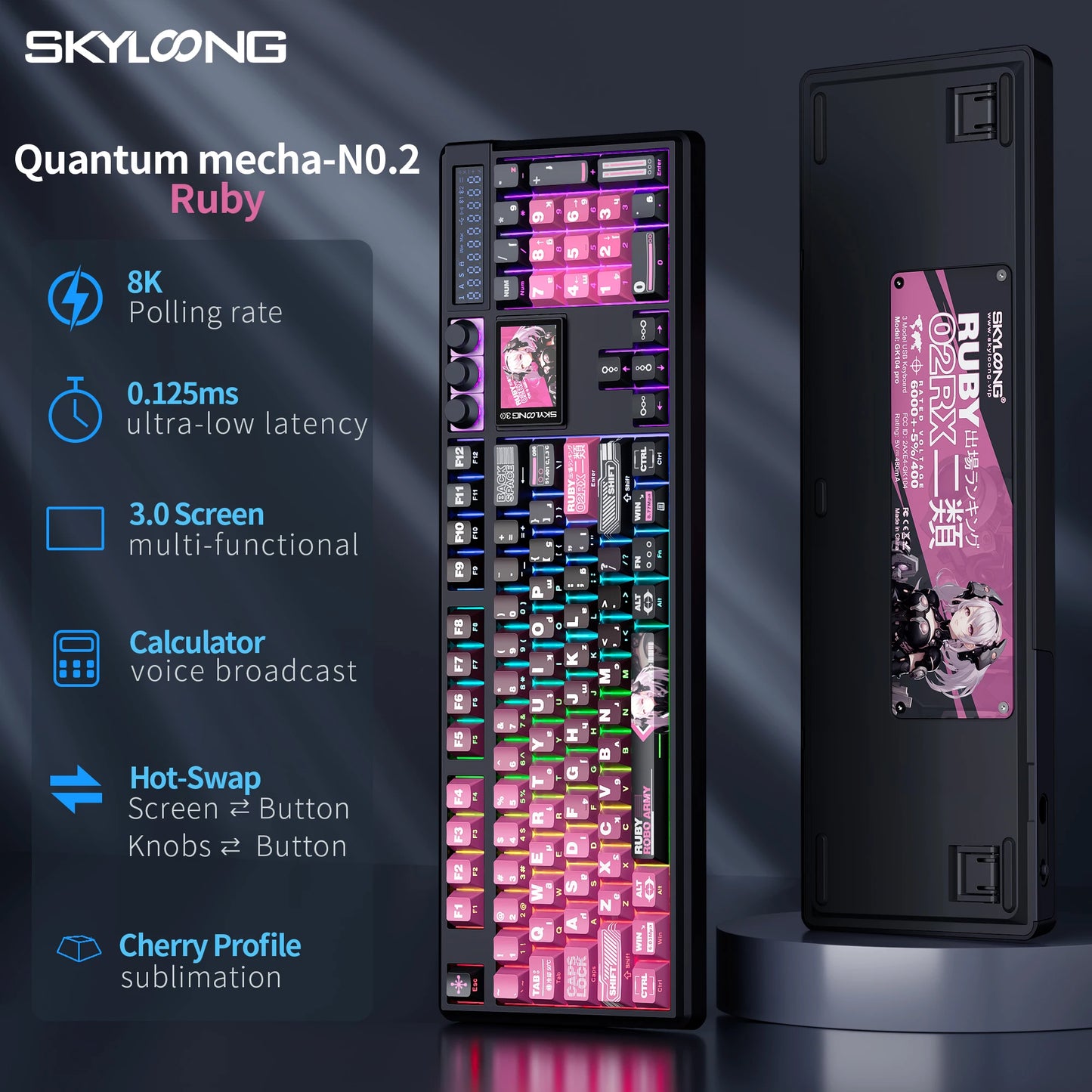 SKYLOONG GK104 Pro Wireless Mechanical Keyboard 100% Custom Keyboard Hot-Swappable Low-noise Switch for PC Gamer Office Accessories