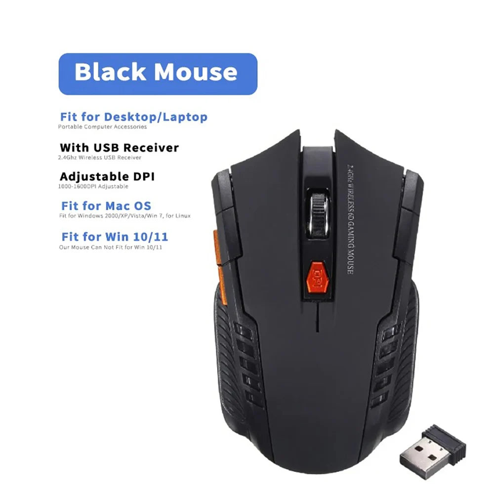 2.4GHz Wireless Mouse Optical Mice Mouse Gaming with USB Receiver Gamer 2000DPI 6 Buttons Mouse For Computer Laptop Accessories