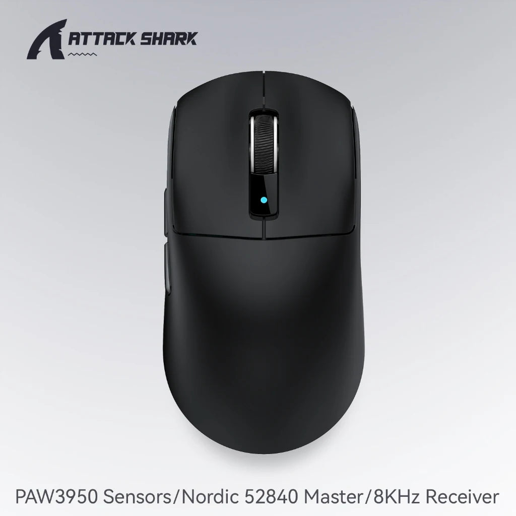 Ratón gaming Attack Shark R6 ultraligero de 38g, PAW3950, tasa de sondeo 8K, inalámbrico, Nordic 52840, 24000DPI, triple modo