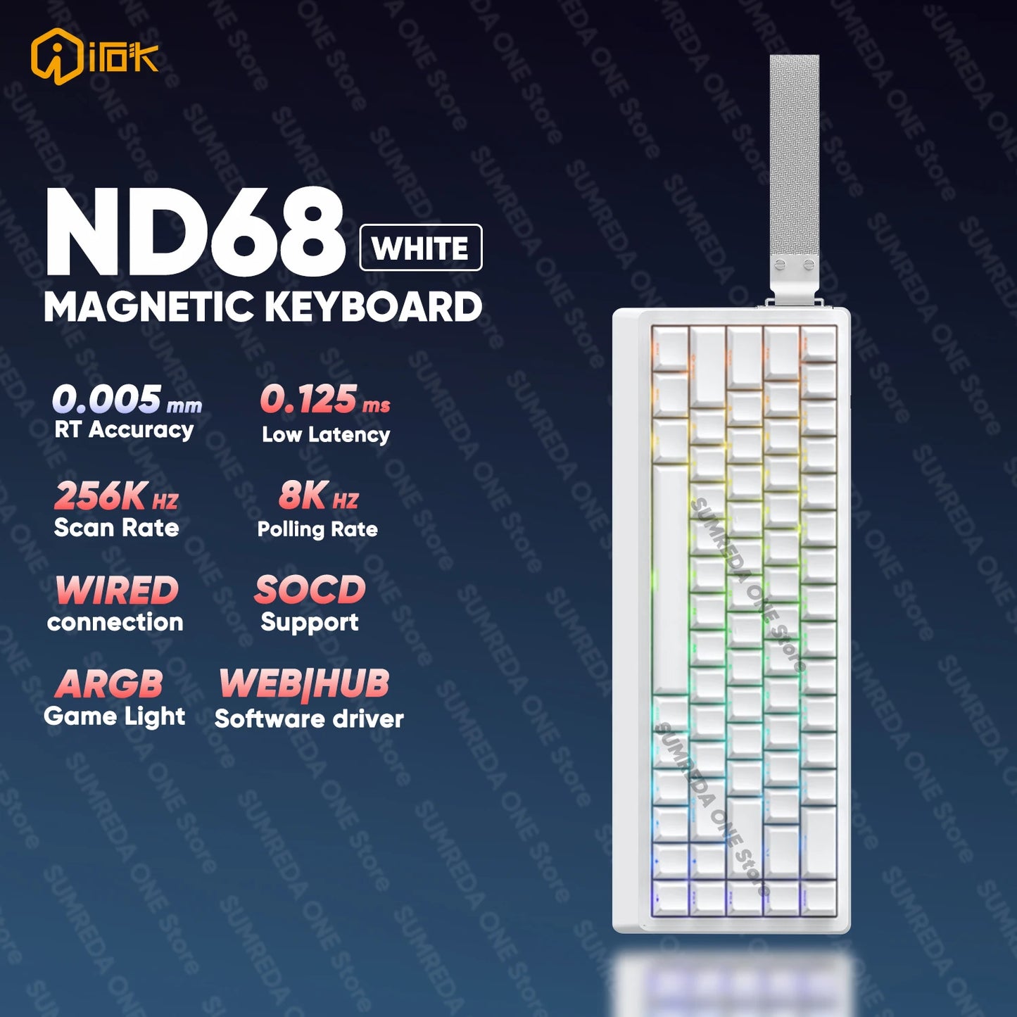 IROK ND63 Max ND63 Ultra ND68 Pro Gaming Magnetic Mechanical Keyboard 60% Layout RT0.001mm 8K 0.125ms Delay Wired Gamer Keyboard