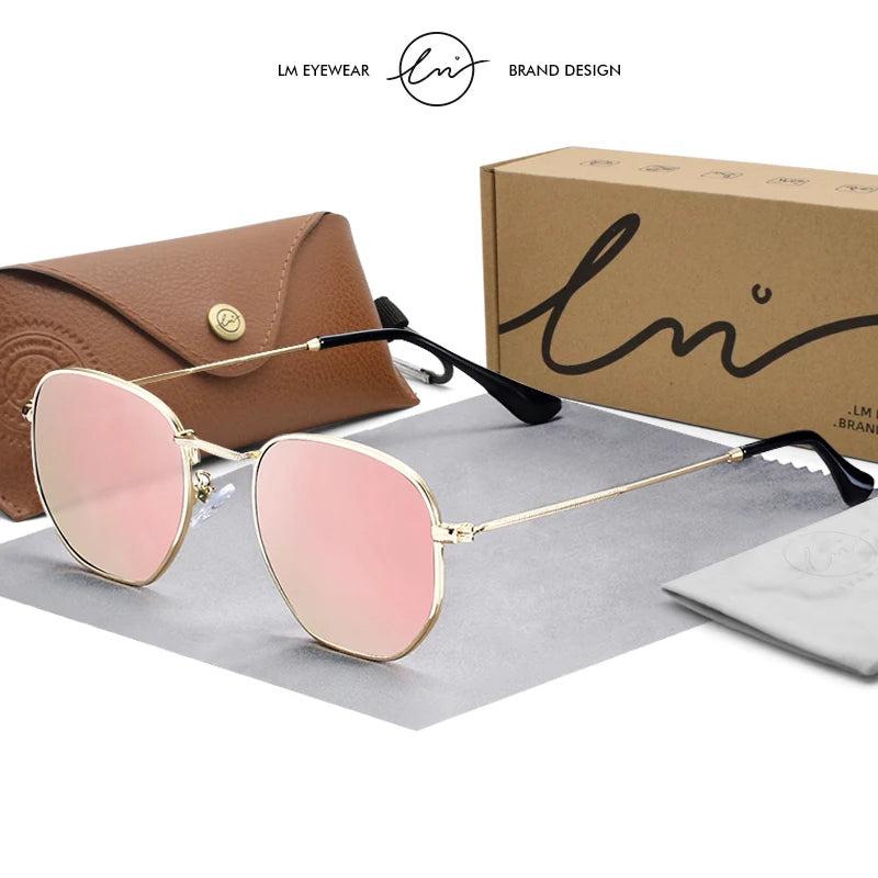 LM New Fashion Women Hexagon Sunglasses Men Retro Polarized Driving Coating Mirror Sun Glasses Goggle UV400 Eyewear gafas de sol