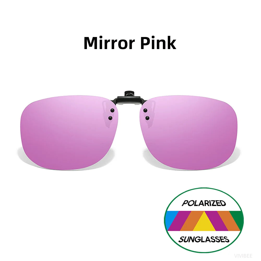 VIVIBEE Flip Up Clip On Sunglasses Fishing Polarized Men 47mm Clips For Eyeglasses Square UV400 Outdoor Driving Shades