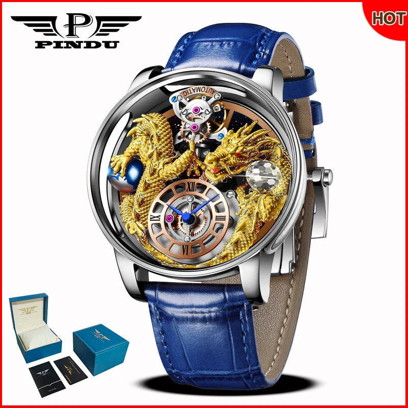 Relógio masculino PINDU Design 2025 NOVO Diamond Tourbillion, relógio de luxo Astronomia de marca premium, quartzo, vidro de safira, impermeável