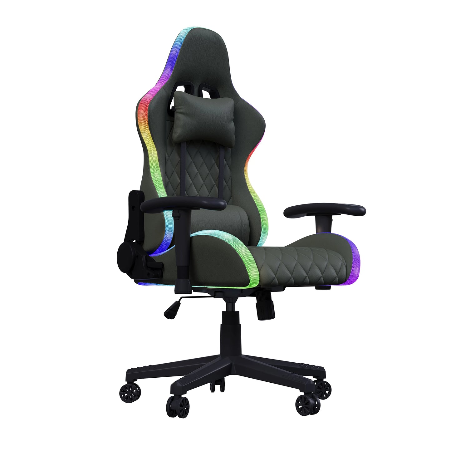 Ergonomic Office Chair with Lumbar Massage, RGB LED Lighting, Reclining Backrest, Adjustable Armrests & Executive Gaming Chair for Home Office