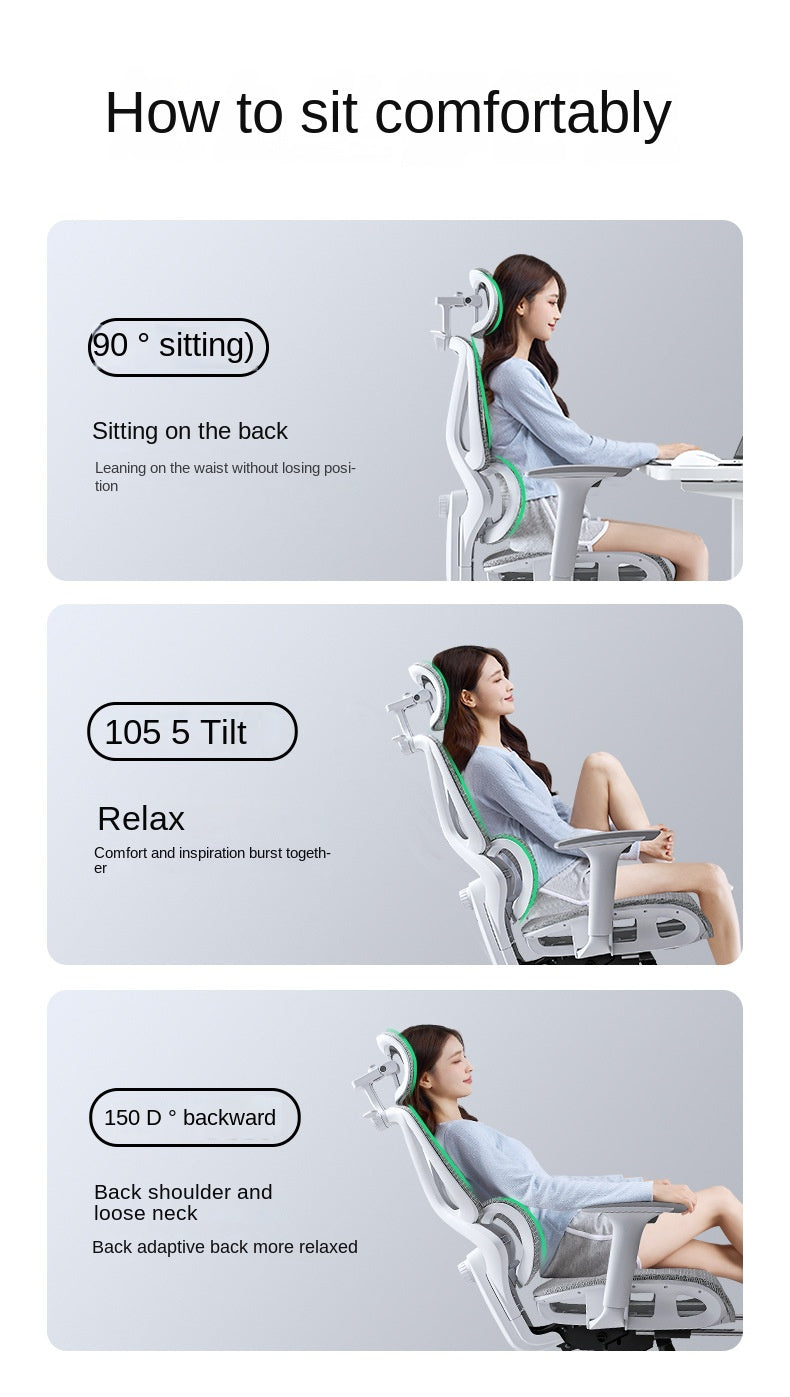 UVR Reclining Boss Chair Sedentary Comfort Mesh Staff Sedentary Comfort Ergonomic Design Backrest Stool Game Office Chair
