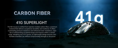 Mouse gaming wireless ultra-ușor MAMBASNAKE M2, senzor PAW3395PRO 40000 DPI, fibră de carbon 41g, tri-mod