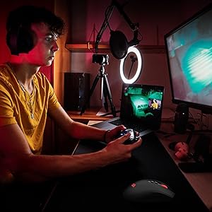 Mouse da gaming wireless Redragon M656 Gainer, 4000 DPI, 2.4Ghz, mouse gamer wireless con 5 livelli DPI, 7 pulsanti macro, retroilluminazione LED rossa