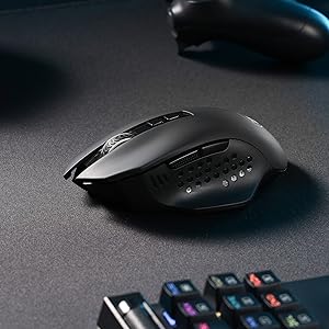Mouse da gaming wireless Redragon M656 Gainer, 4000 DPI, 2.4Ghz, mouse gamer wireless con 5 livelli DPI, 7 pulsanti macro, retroilluminazione LED rossa