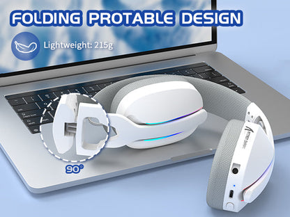 Cuffie da gaming wireless MAMBASNAKE x ATTACK SHARK L90 RGB – Cuffie da gaming pieghevoli Tri-Mode Bluetooth 2.4G wireless e cablate con microfono rimovibile