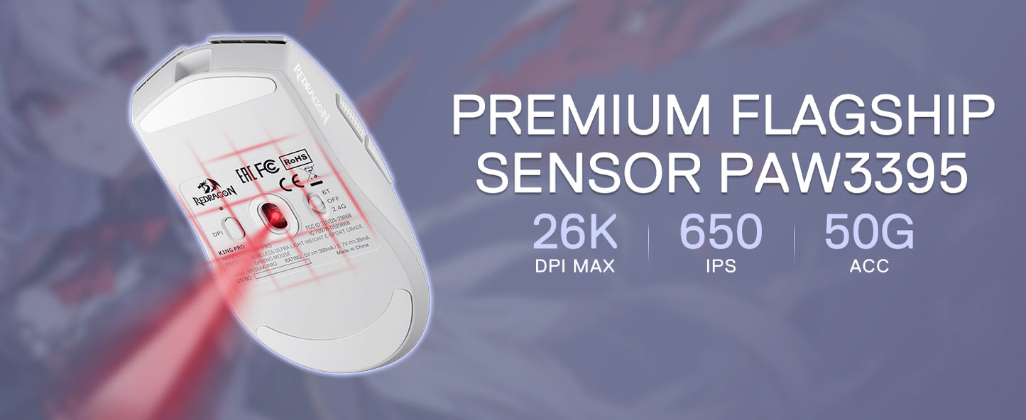 Mouse gaming Redragon M916AK PRO 3-Mode Anime 42G ultraleggero 26K DPI con pulsanti completamente programmabili