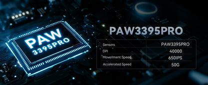 Mouse gaming wireless ultra-ușor MAMBASNAKE M2, senzor PAW3395PRO 40000 DPI, fibră de carbon 41g, tri-mod