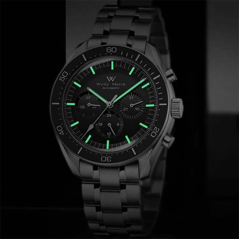 Orologio WM automatico meccanico 200M impermeabile casual classico business Welly Merck da uomo 170M-WM
