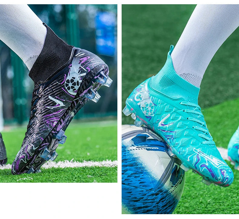 ro Performance HighCut Soccer Boots FG TF Studs Breathable Lightweight Cleats for Outdoor Grass and Turf Training Matches