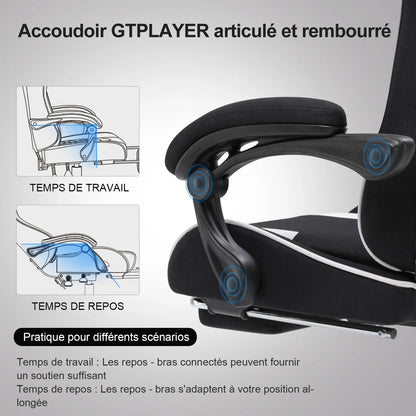 GTPLAYER Office Chair Gaming Chair Fabric Gaming Armchair Ergonomic Gamer Chair Footrest Headrest Lin Pillow Padded