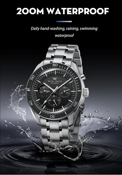Orologio WM automatico meccanico 200M impermeabile casual classico business Welly Merck da uomo 170M-WM