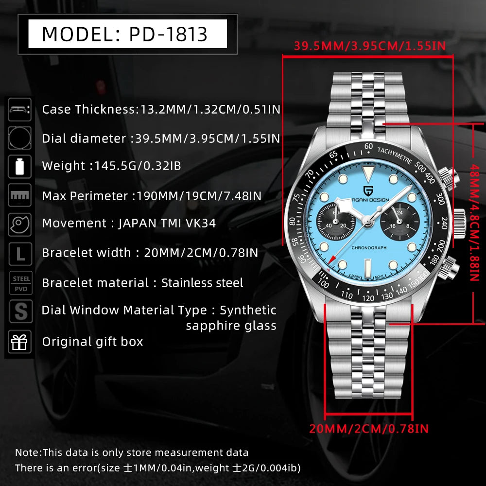 Nuovo PAGANI DESIGN 2026 Panda Retrò Orologio da Uomo di Lusso al Quarzo Cronografo Speed Zaffiro AR Luminoso Spedizione Locale