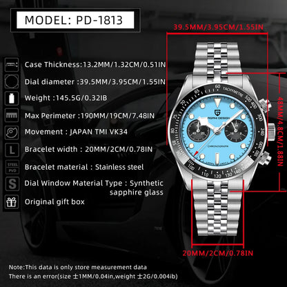 Nuovo PAGANI DESIGN 2026 Panda Retrò Orologio da Uomo di Lusso al Quarzo Cronografo Speed Zaffiro AR Luminoso Spedizione Locale