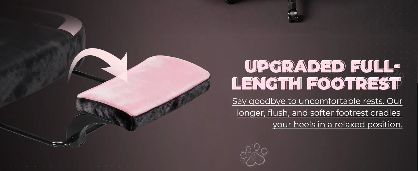 GTPLAYER Cute Gaming Chair with Velvet Fabric Ergonomic Office Chair Gamer Chair with Cat Ears 150kg Pink