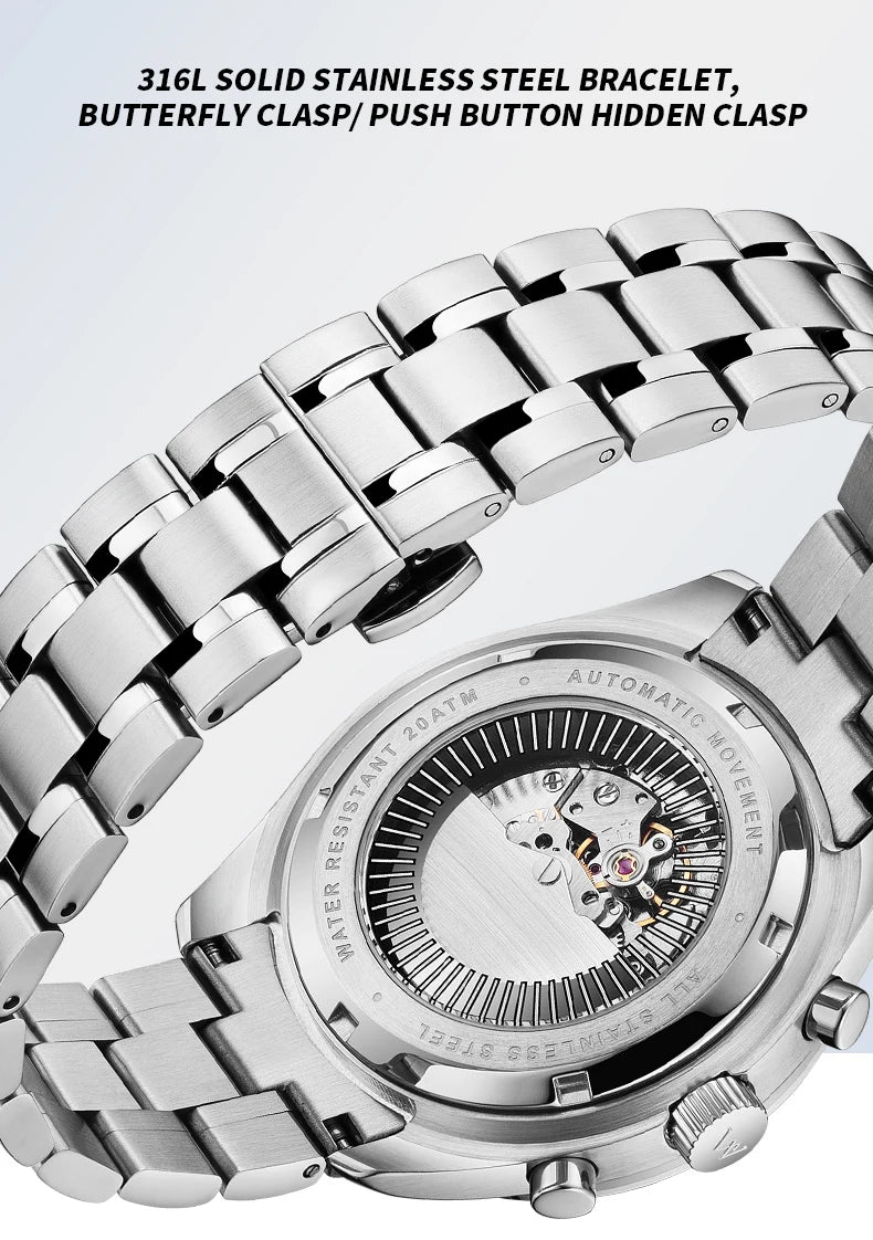 Orologio WM automatico meccanico 200M impermeabile casual classico business Welly Merck da uomo 170M-WM