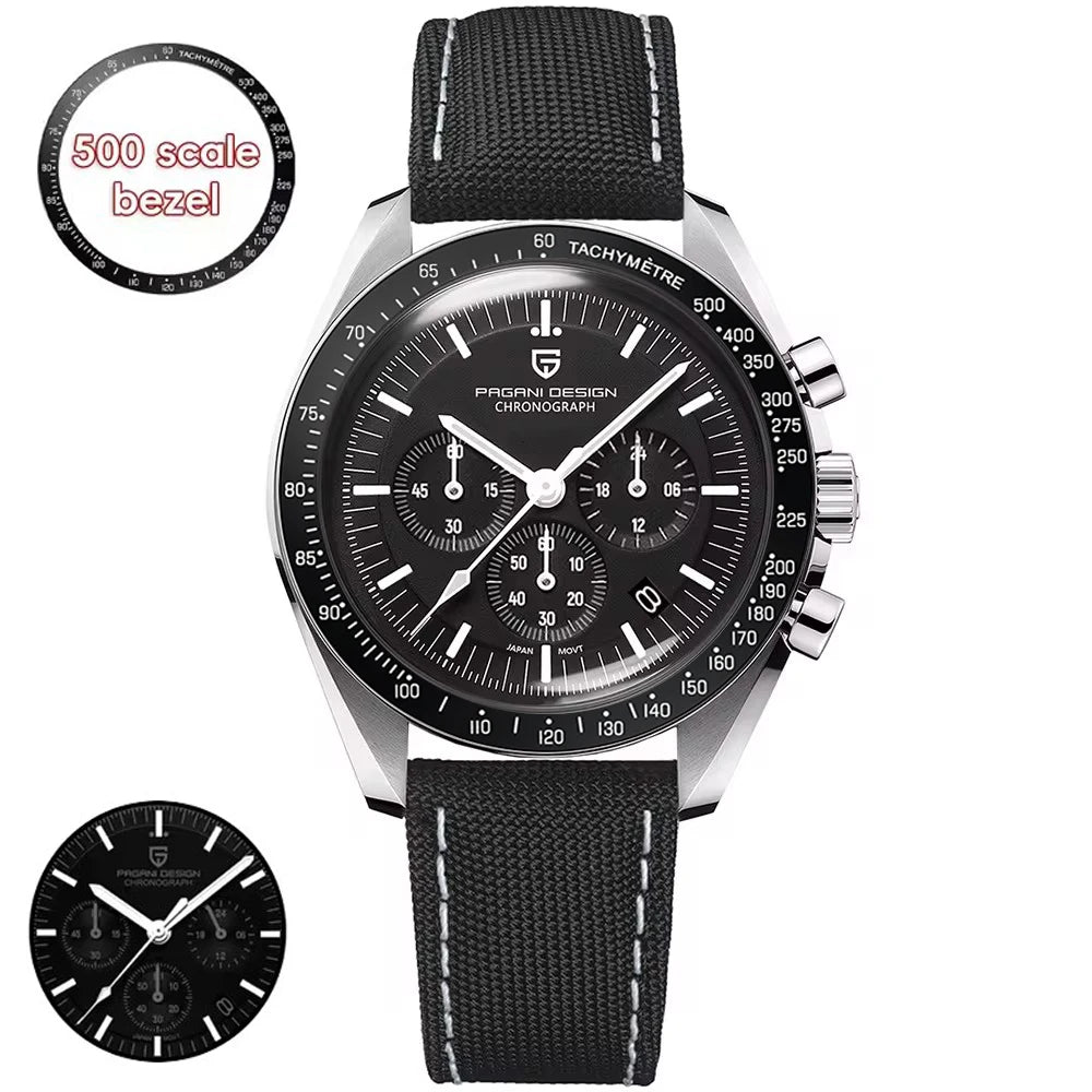Nuovo orologio da uomo PAGANI DESIGN V6 Moon 2026 Speed Sports, cronografo al quarzo, zaffiro AR e lunetta in ceramica, orologio sicuro