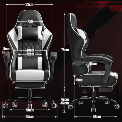 HOMALL Ergonomic Massage Gaming Chair with Lumbar Support, Adjustable Height Reclining Computer Chair, Swivel Office Chair with Headrest & Footrest