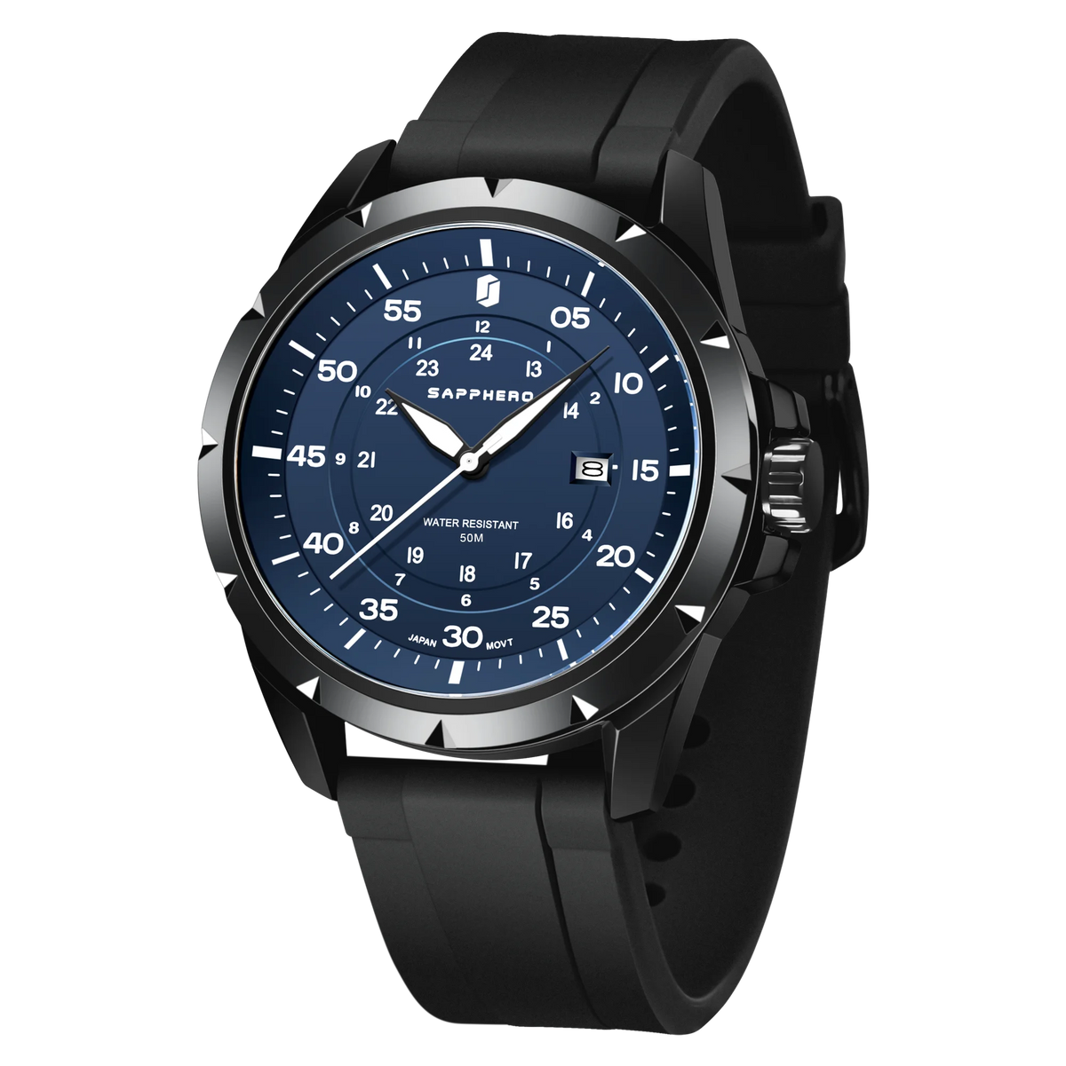 Reloj para hombre SAPPHERO: reloj de cuarzo de lujo, resistente al agua hasta 50 m, equipado con un mecanismo importado y una caja de acero inoxidable. Una idea de regalo ideal para hombre.