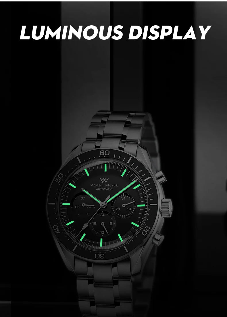 Orologio WM automatico meccanico 200M impermeabile casual classico business Welly Merck da uomo 170M-WM