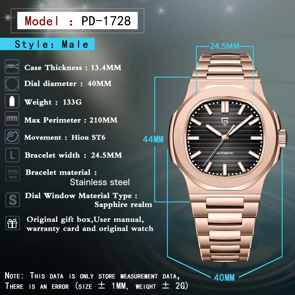 PAGANI DESIGN 2026 Novo Relógio Automático de Luxo para Homem, Relógio Mecânico de Pulso em Aço Inoxidável, Vidro de Safira, Mostrador Barril 40MM