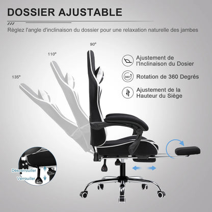 GTPLAYER Office Chair Gaming Chair Fabric Gaming Armchair Ergonomic Gamer Chair Footrest Headrest Lin Pillow Padded