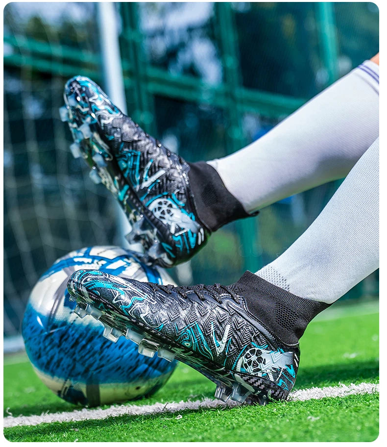 ro Performance HighCut Soccer Boots FG TF Studs Breathable Lightweight Cleats for Outdoor Grass and Turf Training Matches