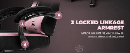 GTPLAYER Cute Gaming Chair with Velvet Fabric Ergonomic Office Chair Gamer Chair with Cat Ears 150kg Pink