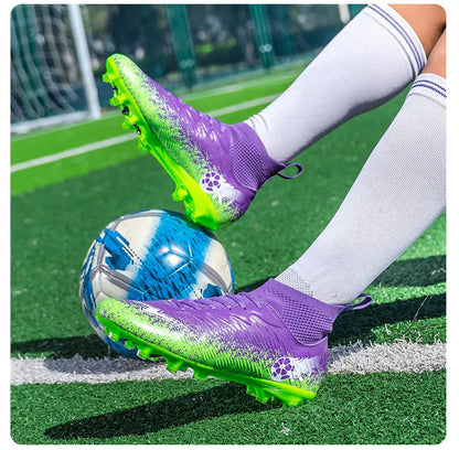 Pro Performance HighCut Soccer Boots FG Long Studs Breathable Lightweight Cleats for Outdoor Grass Matches and Daily Training