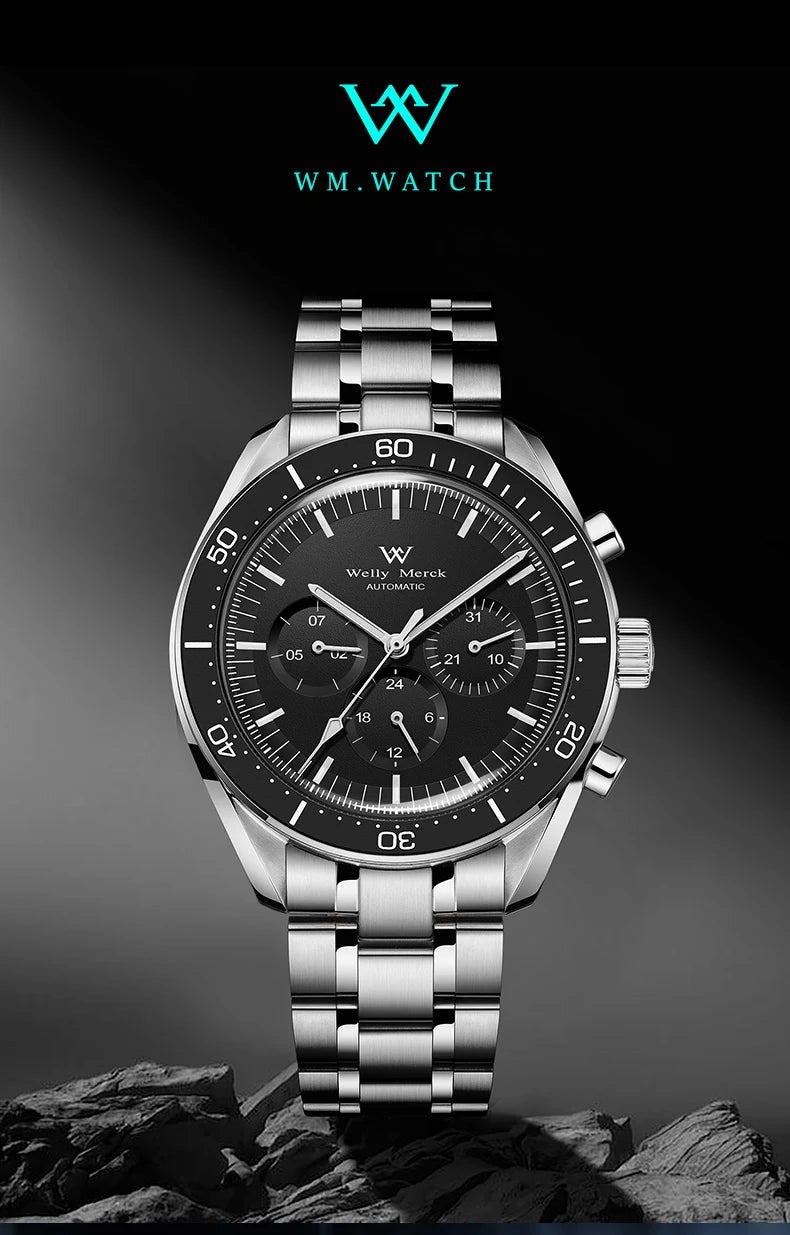 Orologio WM automatico meccanico 200M impermeabile casual classico business Welly Merck da uomo 170M-WM