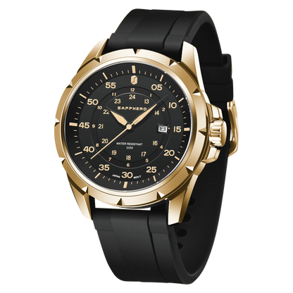 Reloj para hombre SAPPHERO: reloj de cuarzo de lujo, resistente al agua hasta 50 m, equipado con un mecanismo importado y una caja de acero inoxidable. Una idea de regalo ideal para hombre.