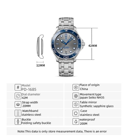 PAGANI DESIGN 2026 Nuevo V2 Waves 200M Reloj de buceo para hombre, reloj automático de lujo y moda para hombre, cristal de zafiro AR, reloj de pulsera para hombre