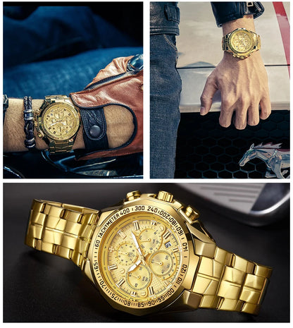 Sports Watches For Men Fashion Quartz Men Big Clock WWOOR Top Brand Luxury Military Full Steel Waterproof Chronograph Wristwatch