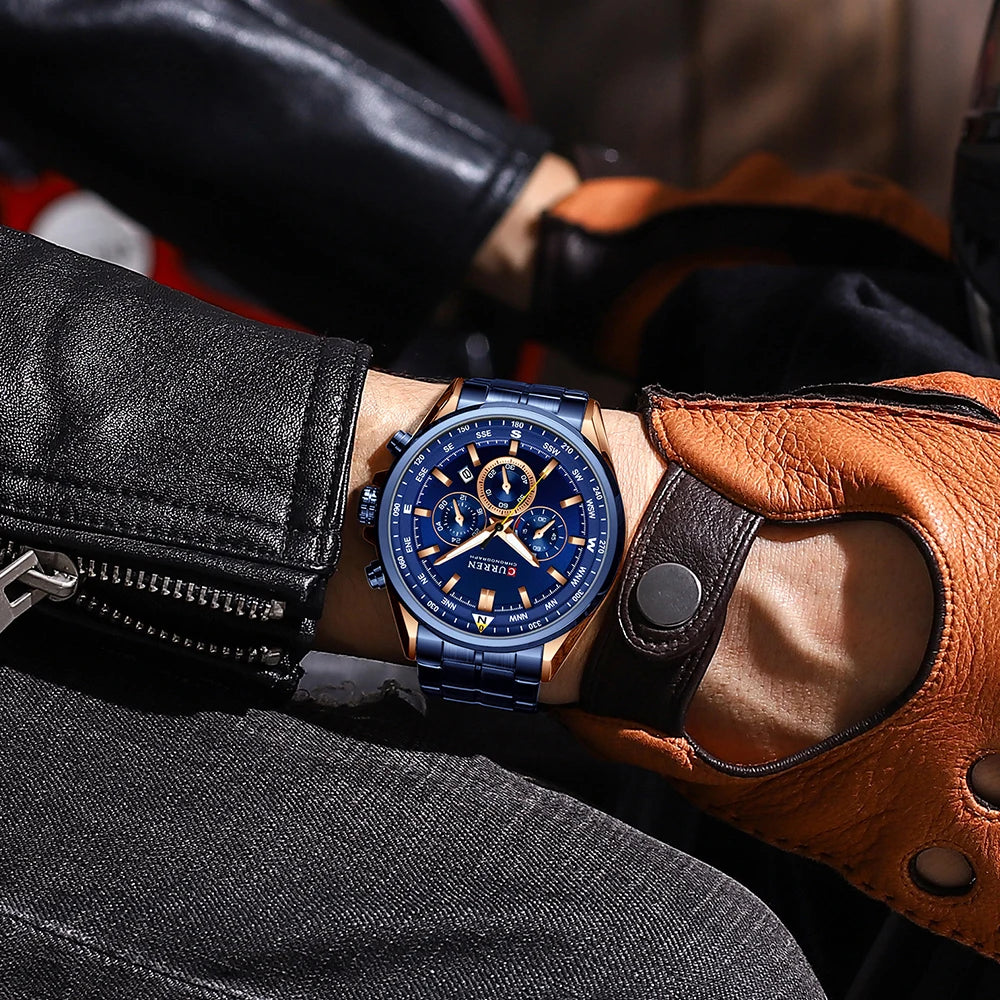 CURREN Men’s Watch – Trendy watch from a leading brand, luxury model, water-resistant, stainless steel, sporty style, quartz chronograph
