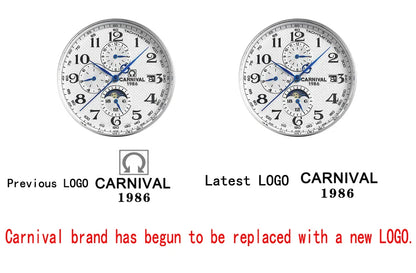 Carnival Brand Automatic Watch Fashion Luxury Waterproof Calendar Moon Phase Mechanical Watches For Men Clock Relogio Masculino