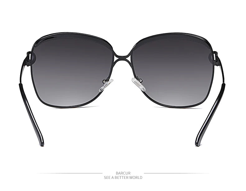 BARCUR Polarized Ladies Sunglasses Women Gradient Lens Round Sun Glasses Square Luxury Brand Oculos Lunette De Soleil Femme